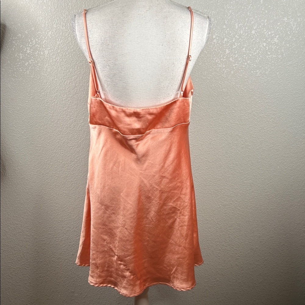 Princess Polly Peach Silky Special Occasion Cocktail Mini Slip Dress Size 12 - Picture 5 of 7